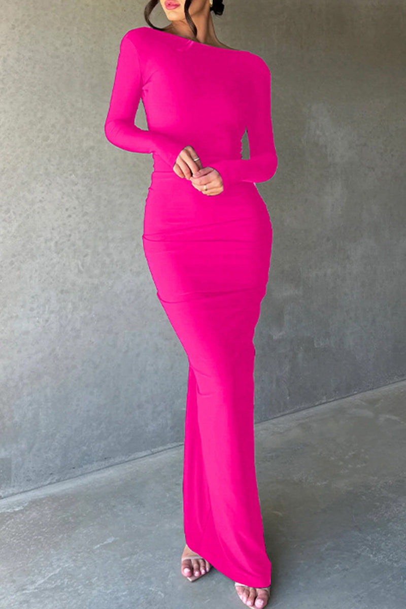 Sexy Solid Fold V Neck A Line Dresses – Shellher